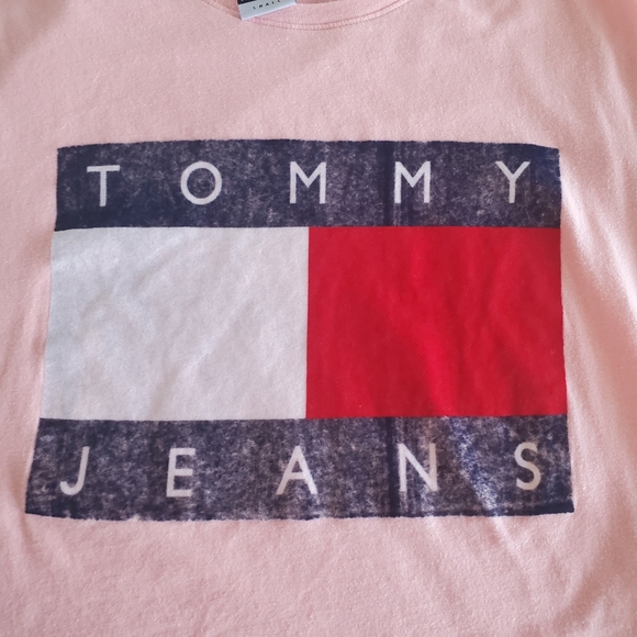 SOLD TOMMY JEANS Graphic Crop Tee Shirt Cotton Pink - Picture 5 of 14